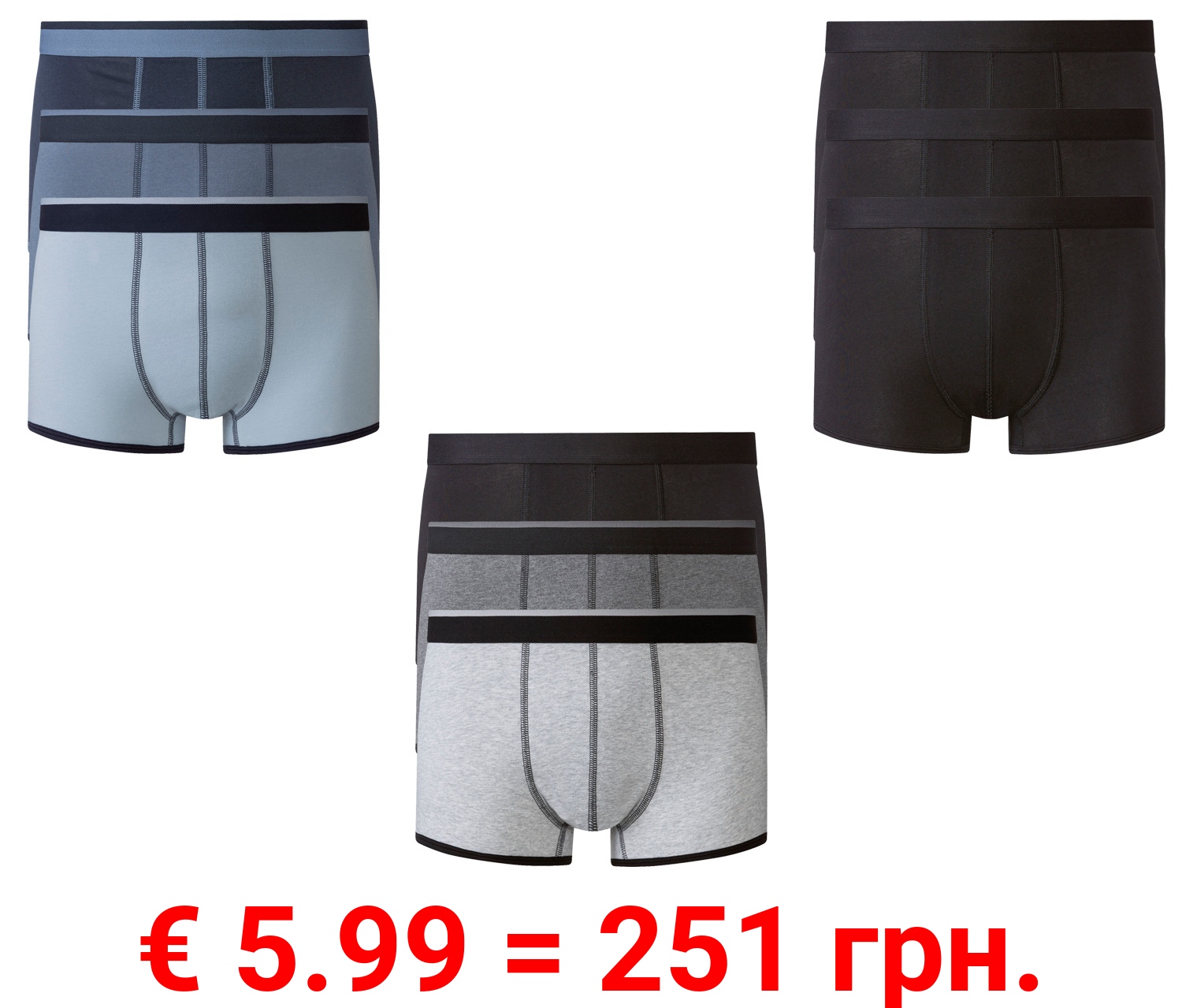 LIVERGY® Herren Boxer, 3 Stück, hoher Baumwollanteil