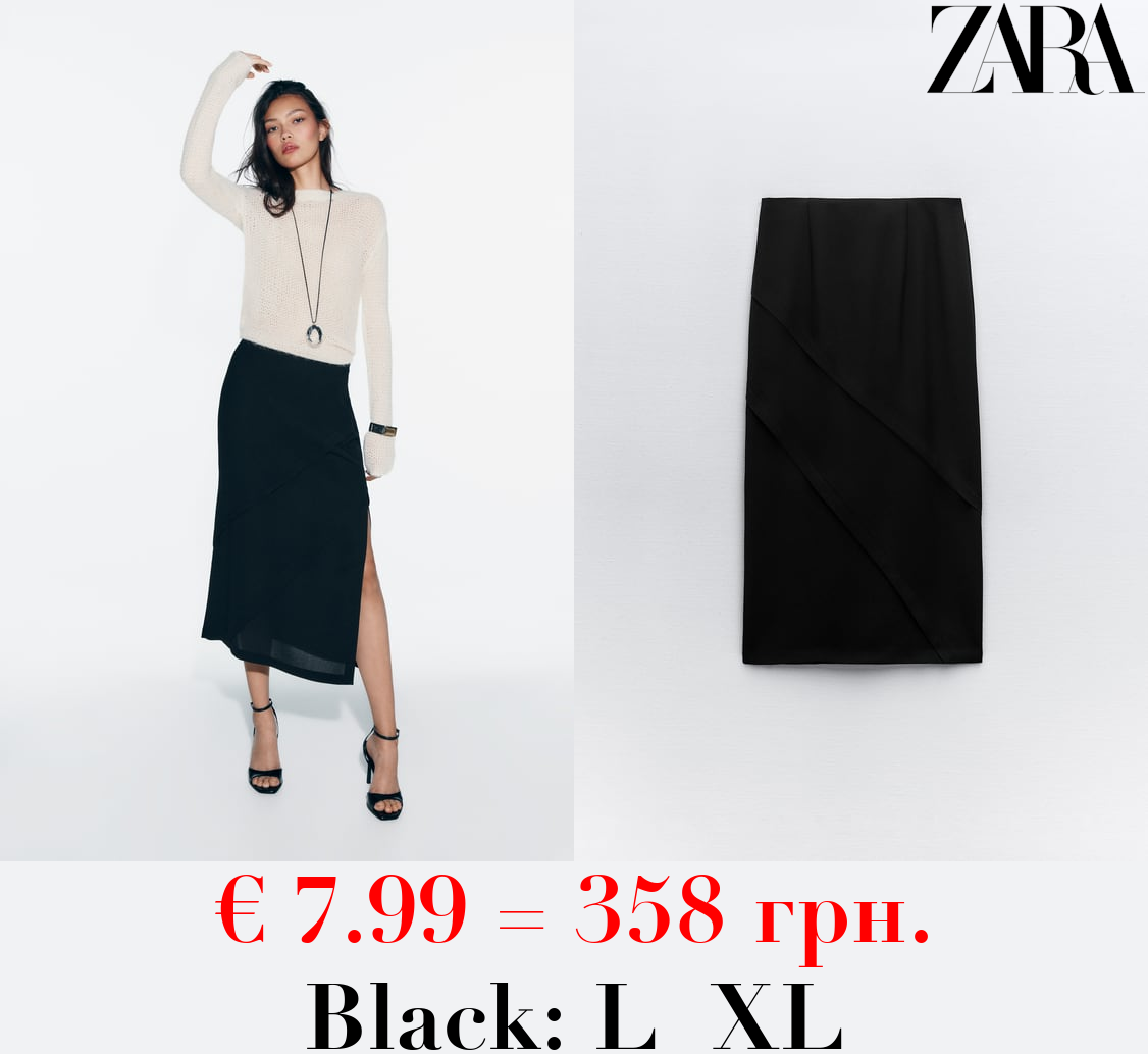 CREPE MIDI SKIRT WITH DIAGONAL SEAMS