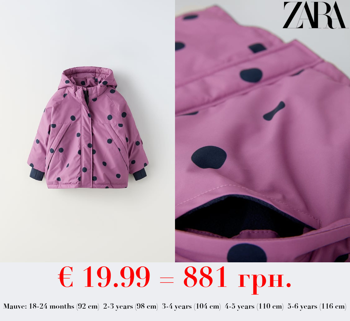 WATER-REPELLENT AND WIND RESISTANT SKI COLLECTION POLKA DOT JACKET
