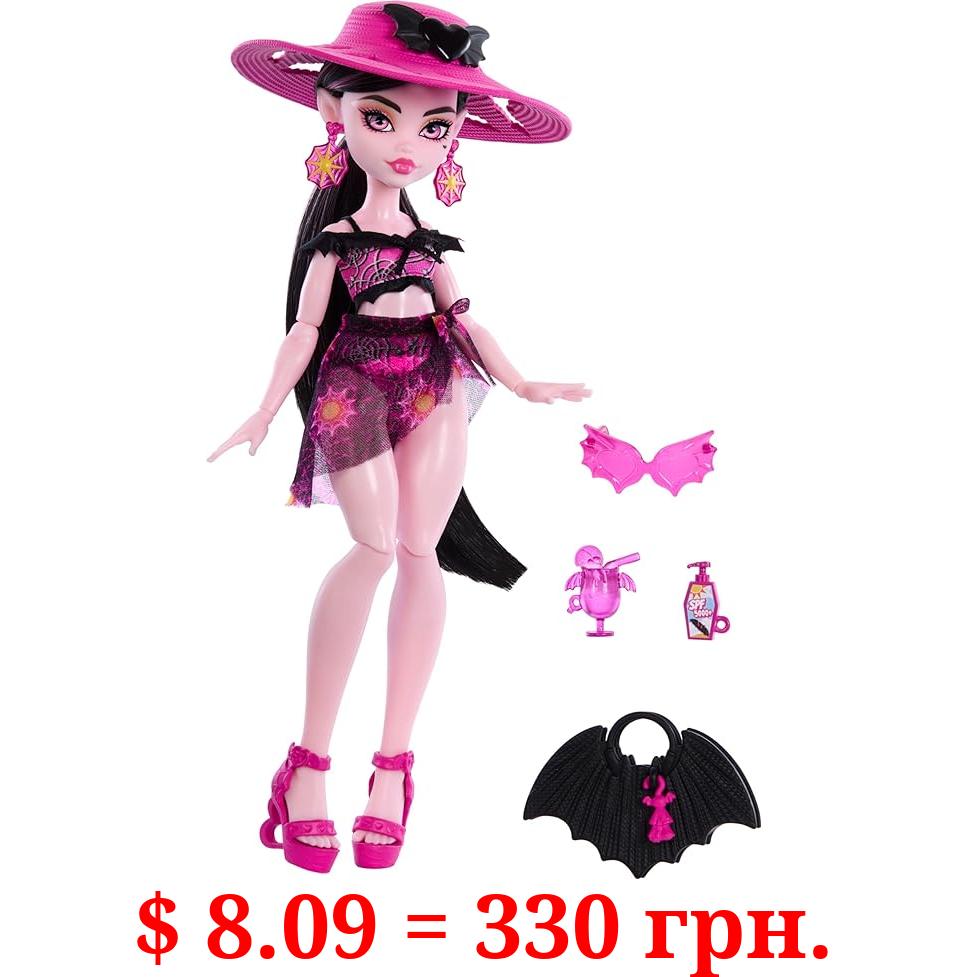 Monster High Scare-adise Island Draculaura Doll with Swimsuit, Sarong & Beach Accessories Like Hat, Sunscreen & Tote