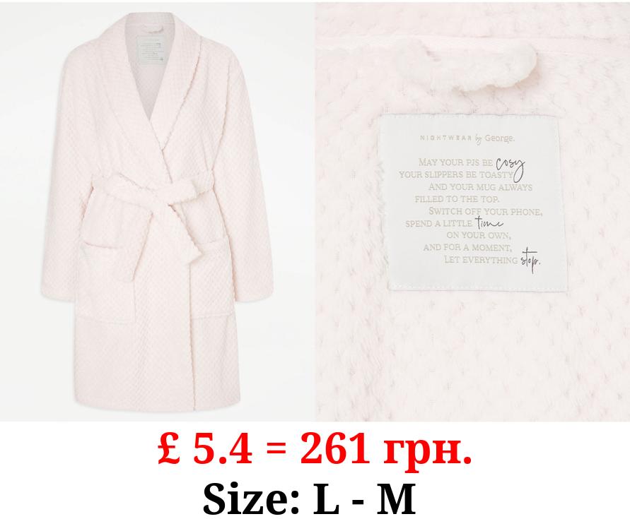 Light Pink Honeycomb Fleece Dressing Gown