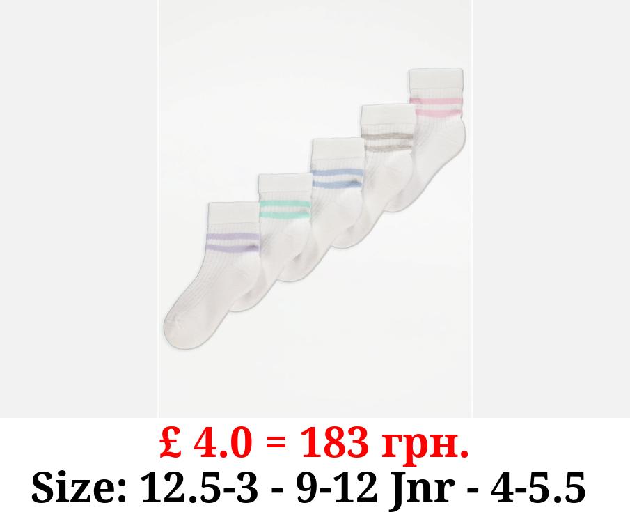 Ribbed Striped Sporty Cotton Rich Socks 5 Pack