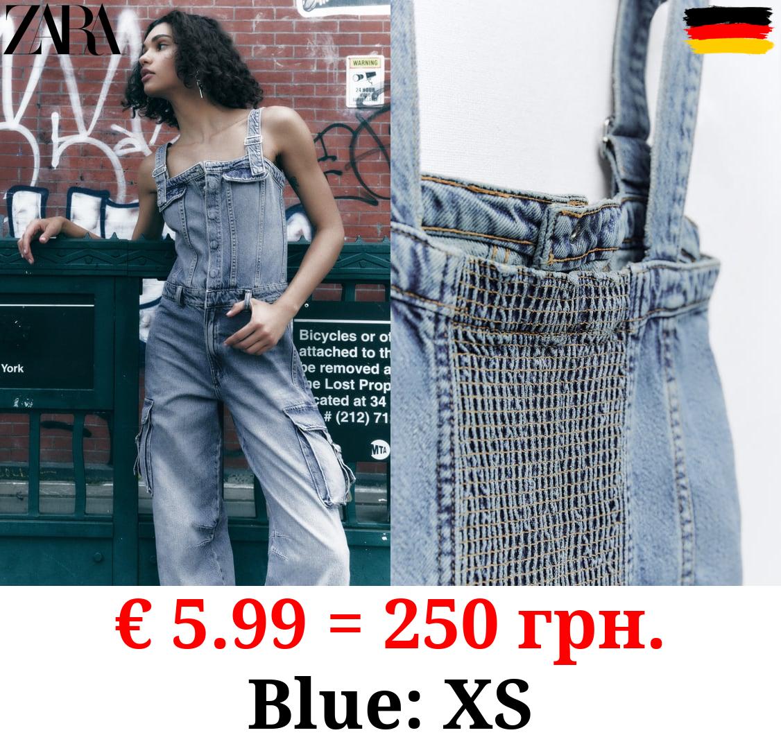 DENIM TRF CARGO JUMPSUIT