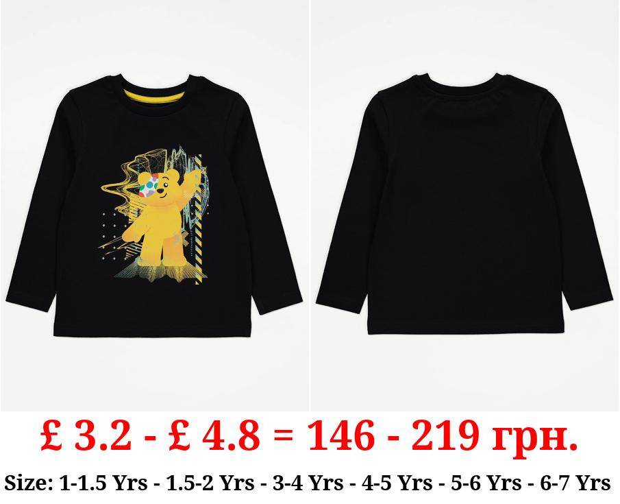Children In Need Pudsey Black Pixel Long Sleeve Top