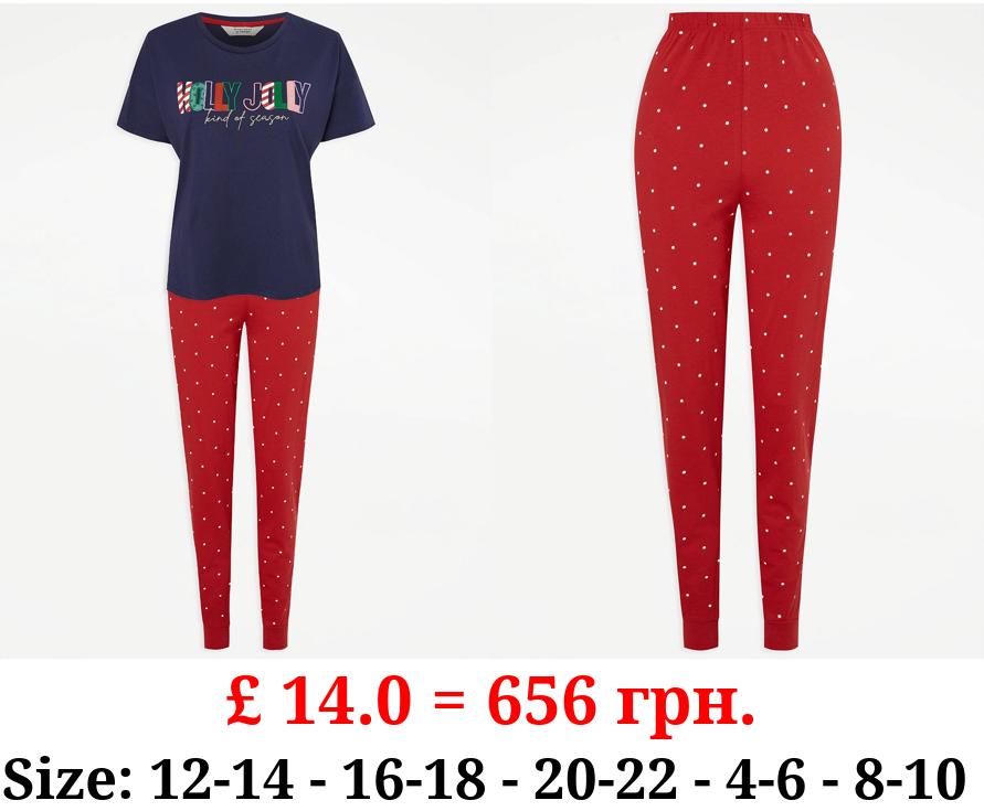 Navy Holly Jolly Christmas Pyjamas