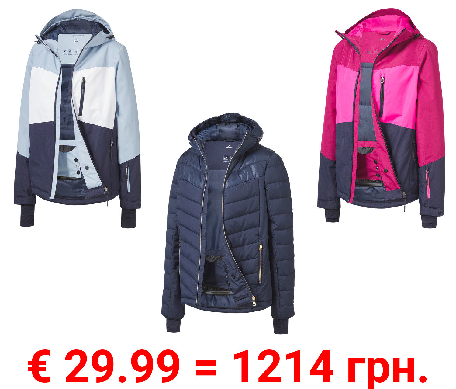 CRIVIT Damen Skijacke, wasserabweisendes Obermaterial