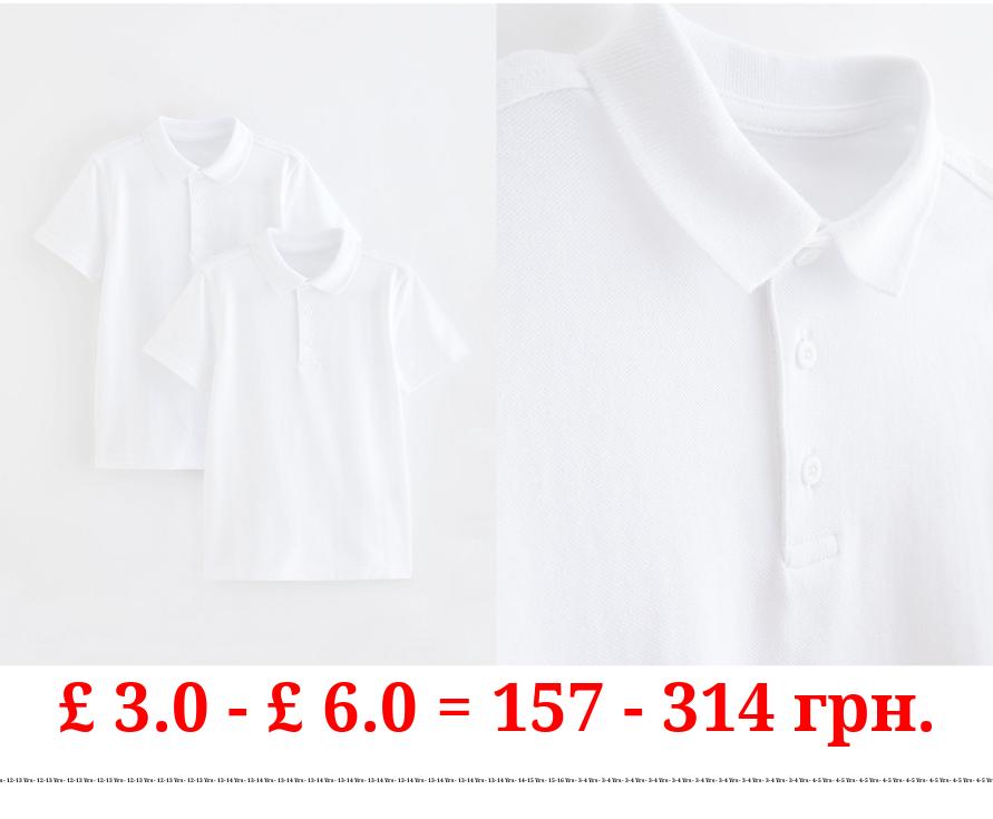 White Short Sleeve School Polo Shirts 2 Pack