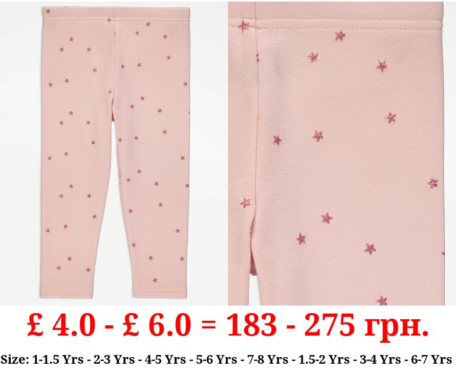 Pink Fleece Lined Star Leggings