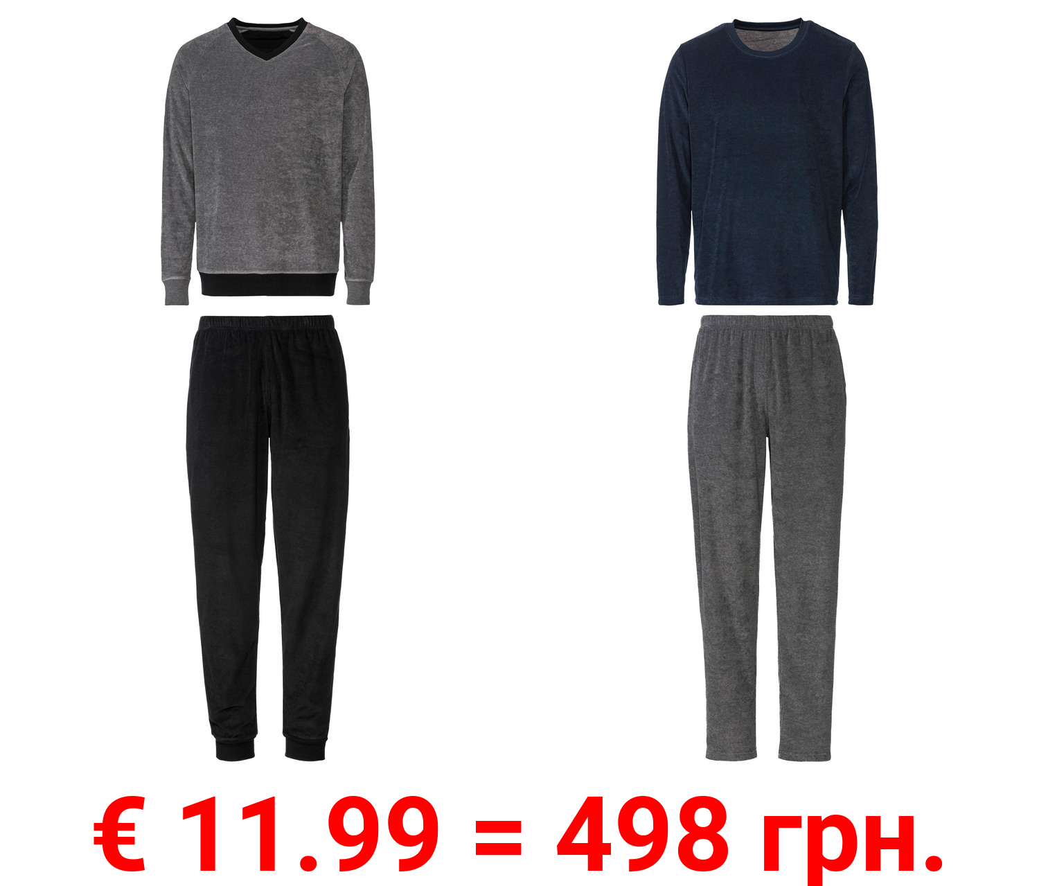 LIVERGY® Herren Frottee-Pyjama mit hohem Baumwollanteil