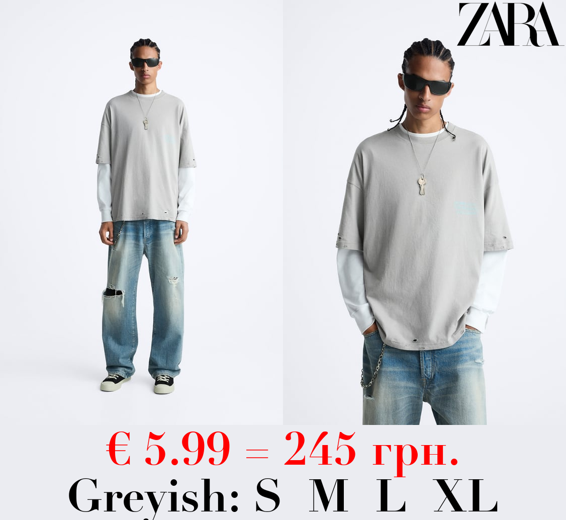 RIPPED T-SHIRT WITH SLOGAN