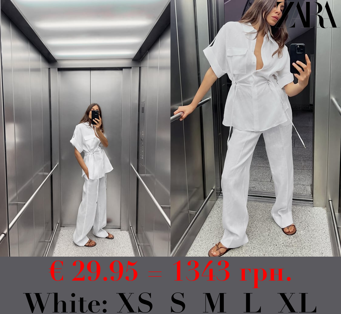 100% LINEN STRAIGHT TROUSERS