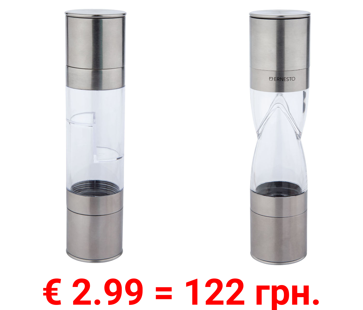 ERNESTO Salz- und Pfeffermühle 2in1 / Chilimühle 2in1 Edelstahl