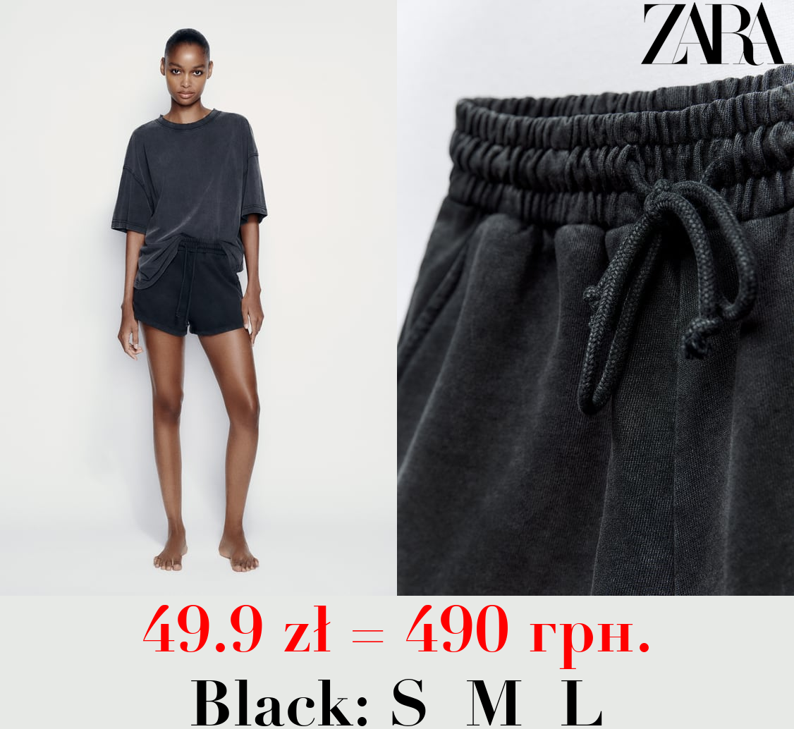 FADED-EFFECT PLUSH SHORTS