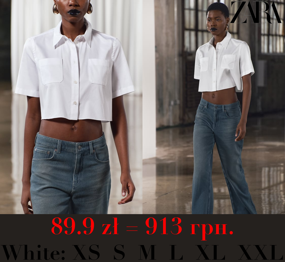 ZW COLLECTION CROPPED SHIRT WITH POCKETS