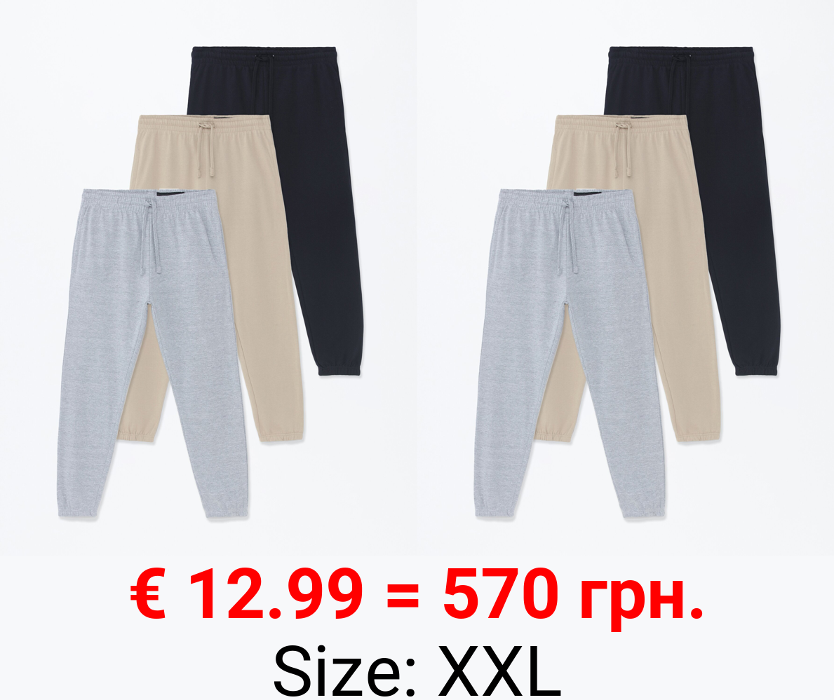 Pack of 3 pairs of basic joggers