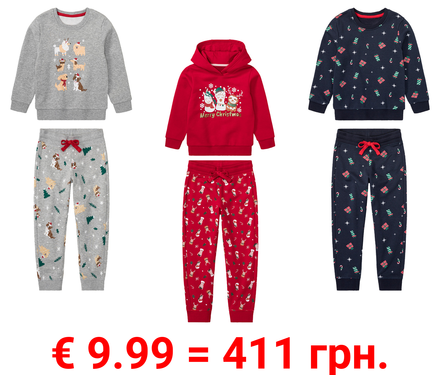 lupilu® Kleinkinder Sweatanzug, 2-tlg. mit Weihnachtsmotiv