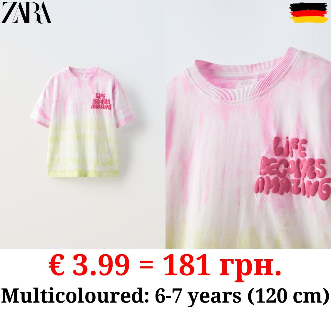 TIE-DYE T-SHIRT WITH SLOGAN