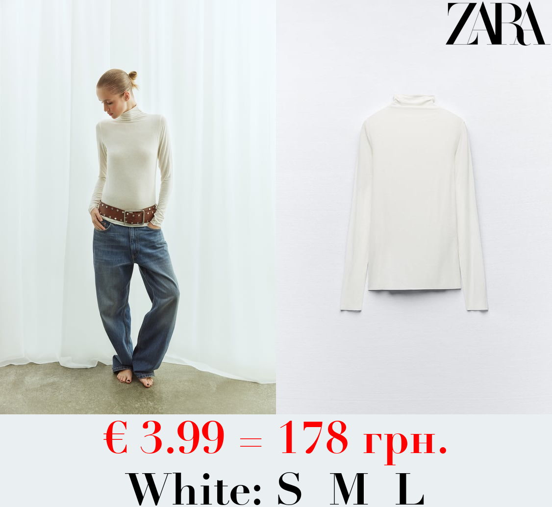 HIGH NECK SEMI-SHEER TOP