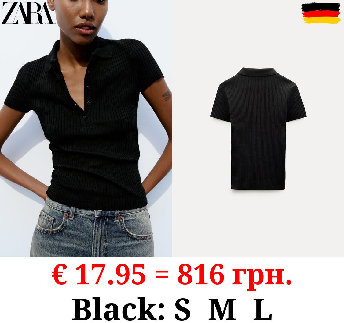 RIBBED POLO T-SHIRT