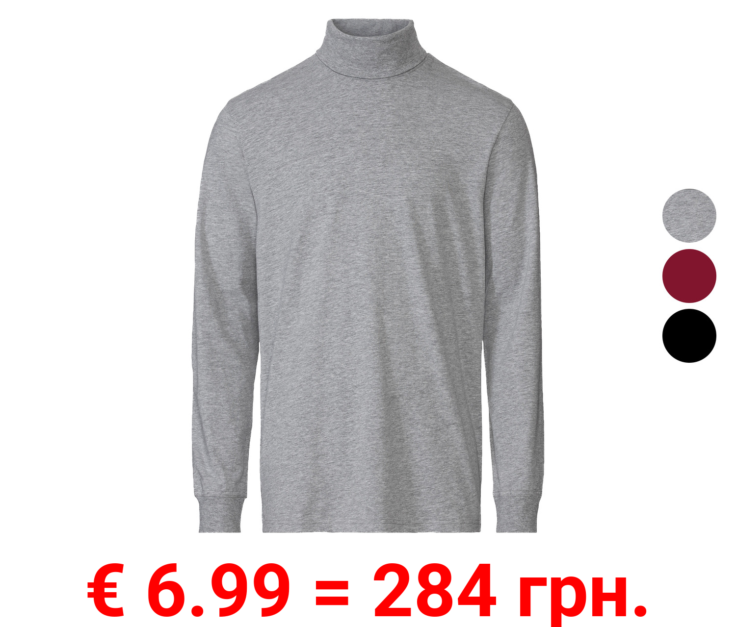 LIVERGY® Herren Rollkragenshirt, hoher Baumwollanteil