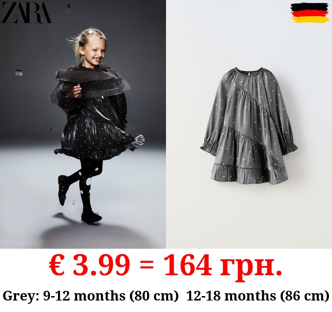 SHINY PANELLED POLKA DOT DRESS