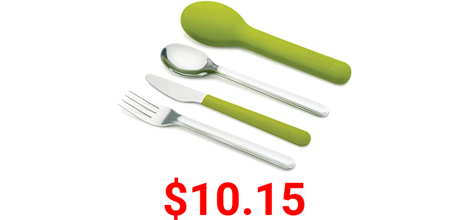 Joseph Joseph GoEat Compact Stainless-Steel Cutlery Set, Green