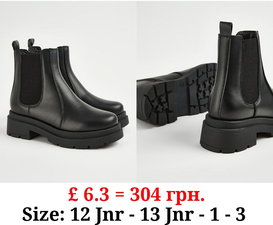 Black Chunky Chelsea Boots