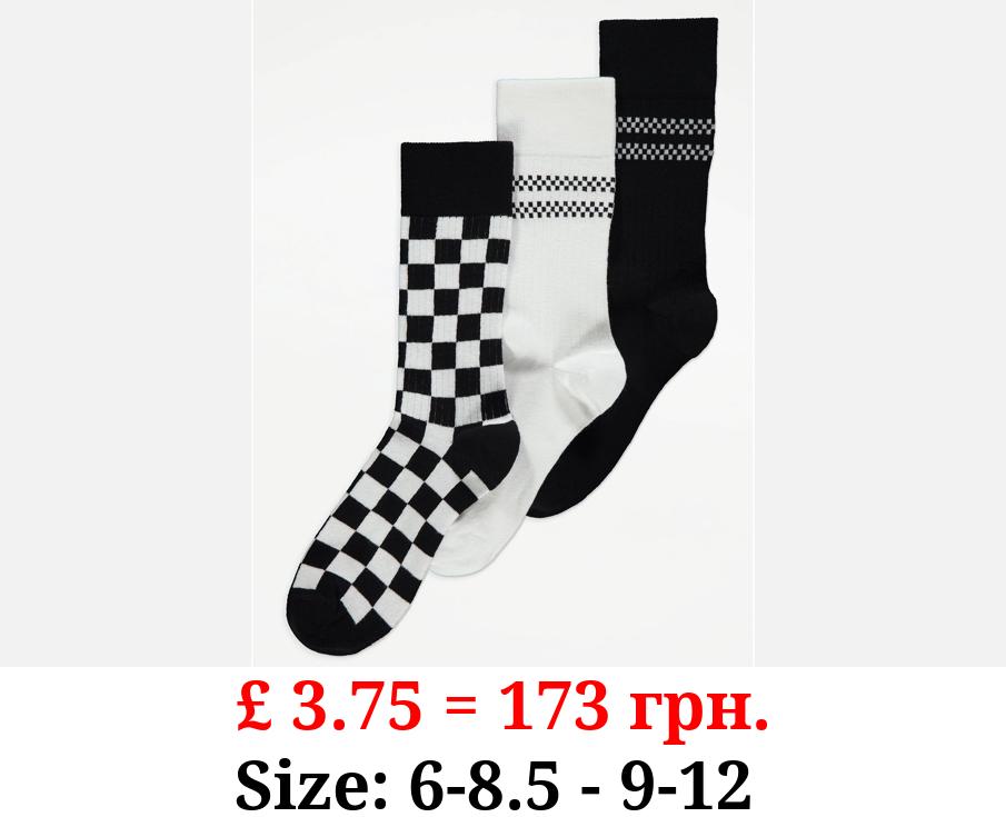 Checked Sporty Ankle Socks 3 Pack