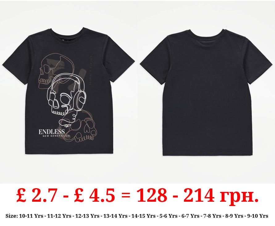 Black Skull Graphic T-Shirt