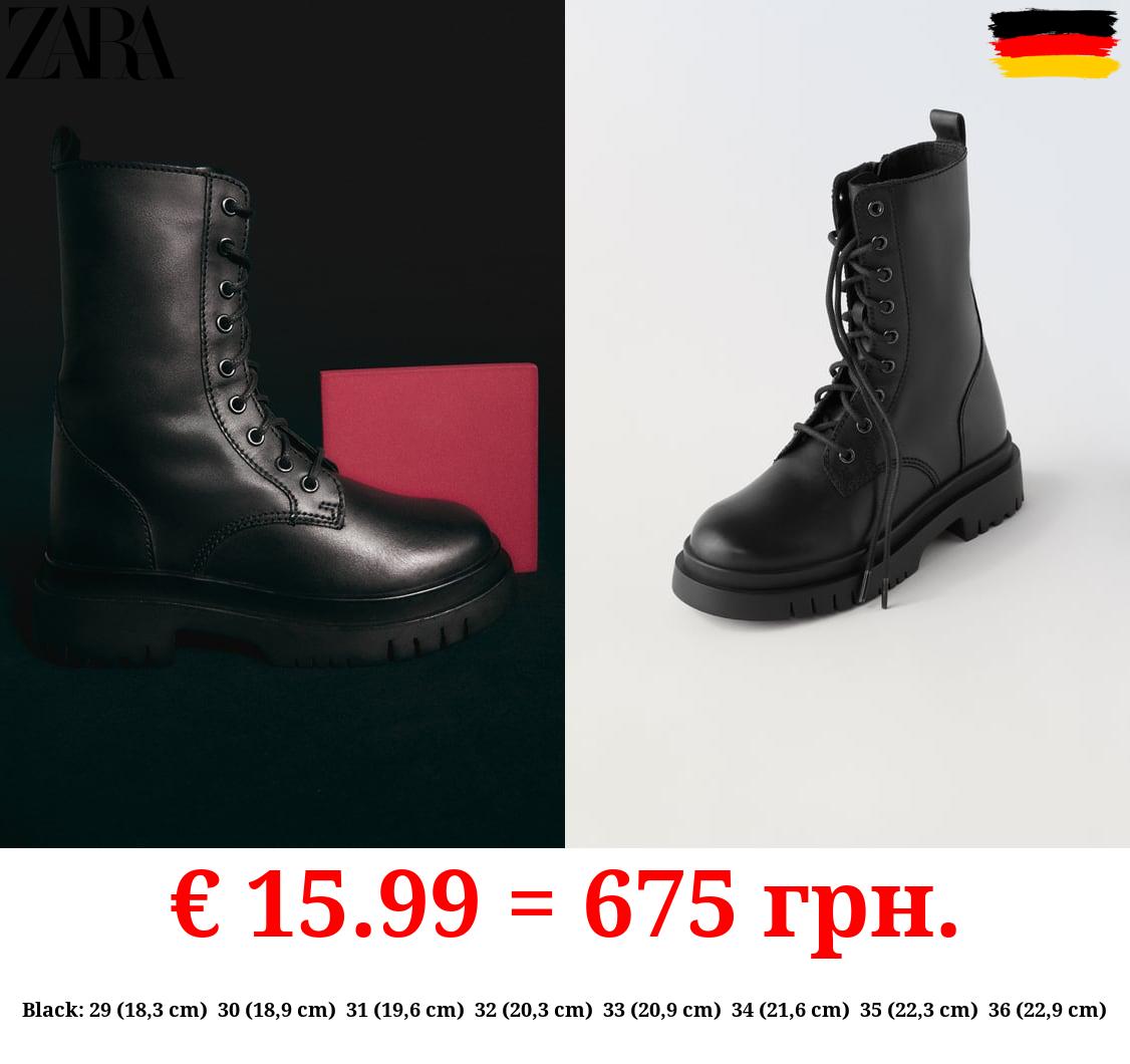 LACE-UP LEATHER ANKLE BOOTS