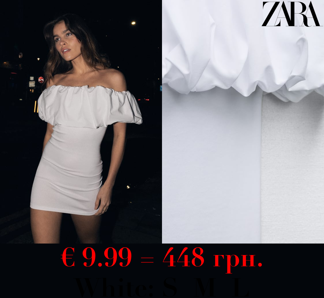 CONTRAST OFF-THE-SHOULDER DRESS