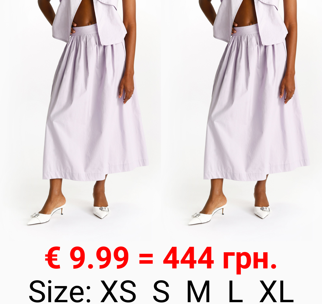 Poplin midi skirt