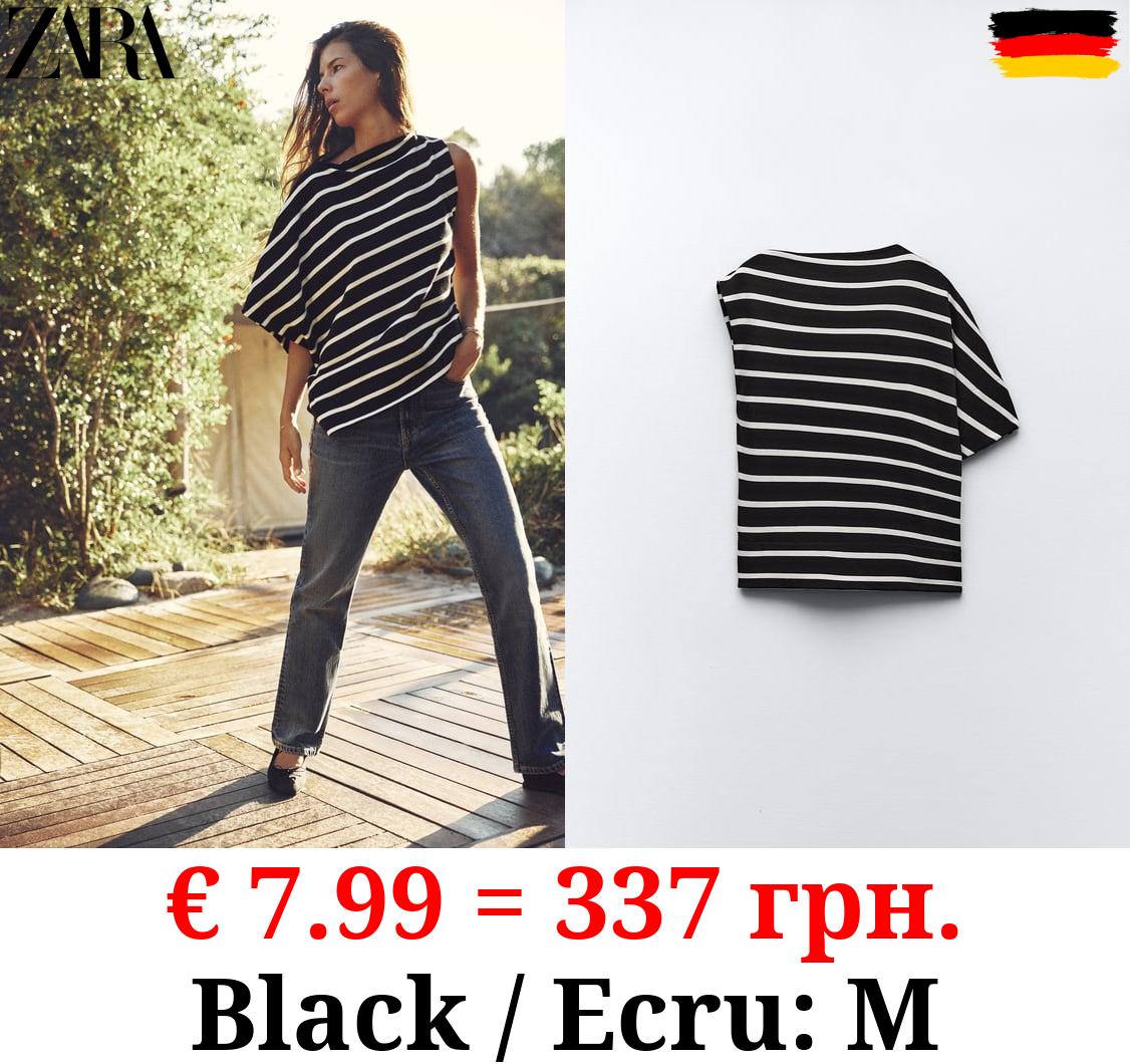 STRIPED ASYMMETRIC T-SHIRT