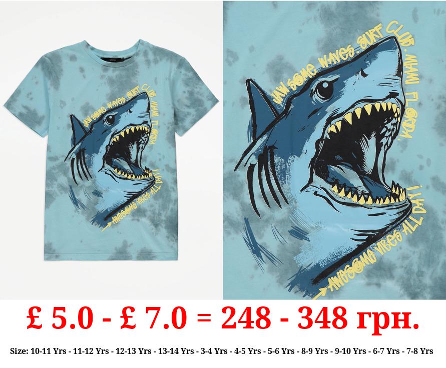Blue Tie Dye Shark T-Shirt