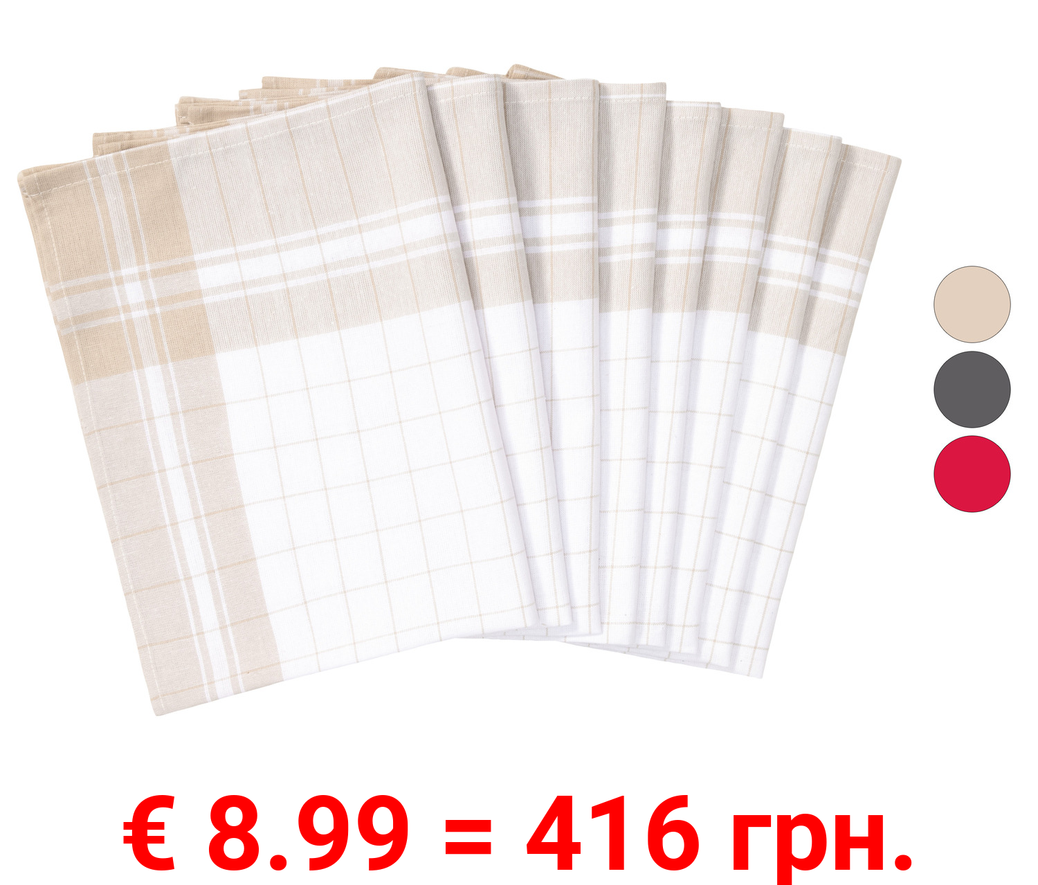 LIVARNO home Geschirrtücher, 8 Stück, 50 x 70 cm