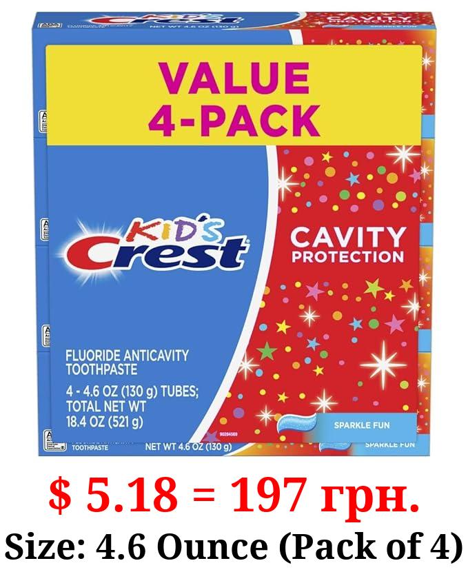 Crest Kids Cavity Protection Toothpaste, Sparkle Fun Flavor, 4.6 oz 4 Pack