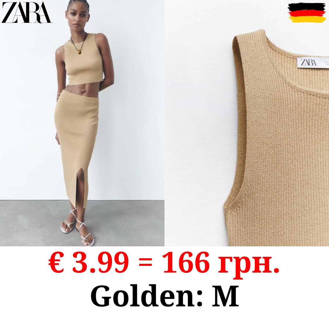 METALLIC THREAD KNIT CROP TOP