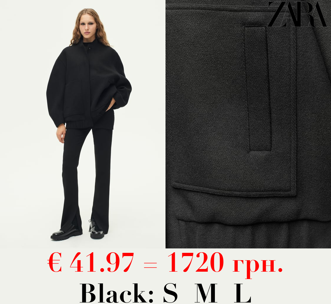 ZW COLLECTION WOOL BLEND BOMBER JACKET
