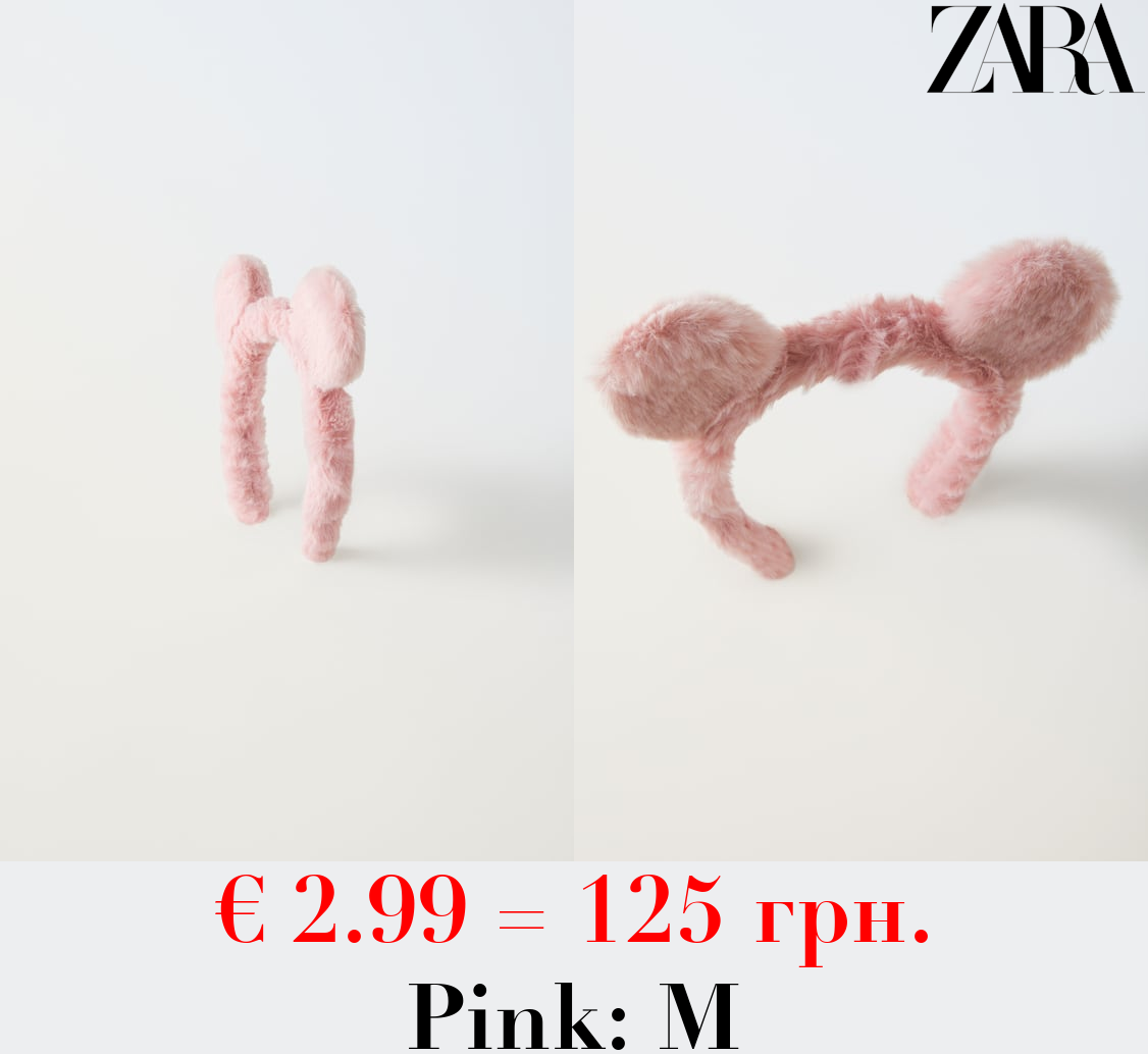 FAUX FUR HEADBAND WITH SMALL EARS