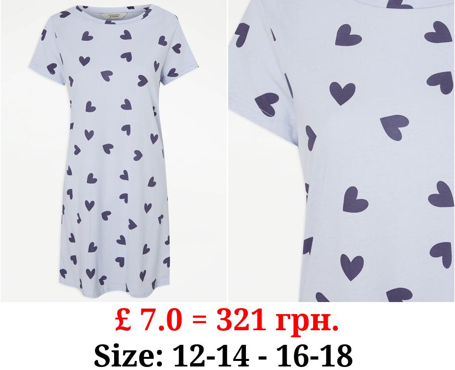 Blue Heart Print Nightdress