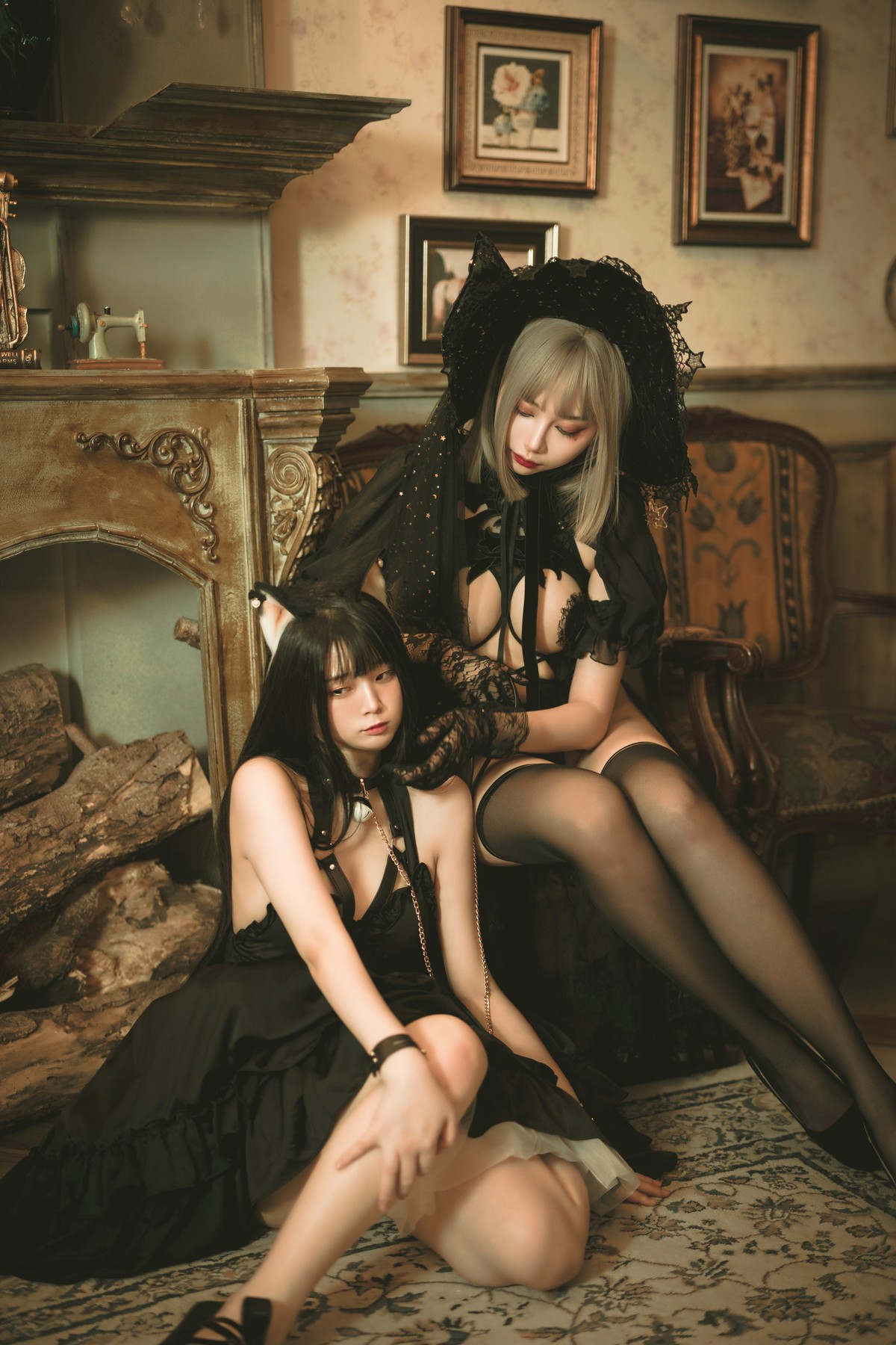 Cosplay 香草喵露露 杨枝甘露 灰色花花蕾丝 19