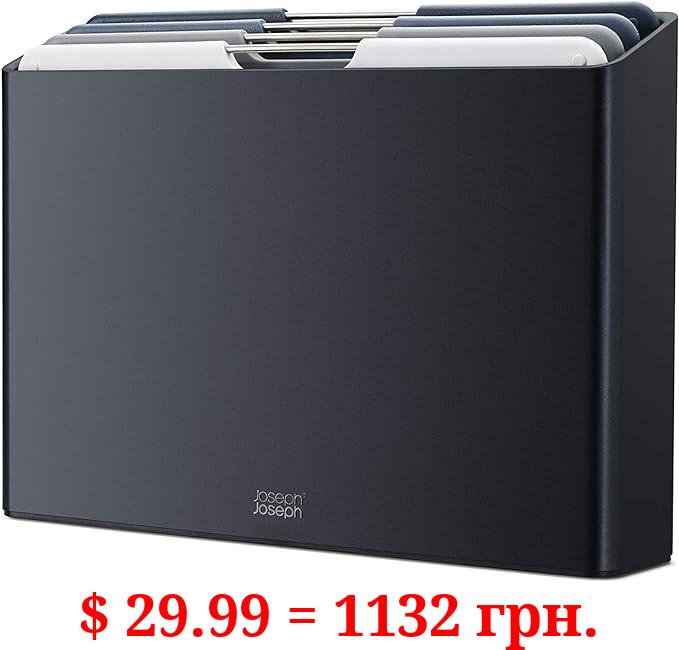 Joseph Joseph Folio 4-Piece Color coded Cutting Board Set, Slimline Case for Organized Storage, Large - Graphite