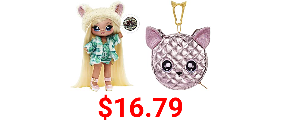 Na Na Na Surprise Glam Series Victoria Grand Fashion Doll and Metallic Chihuahua Purse, Blonde Hair, Cute Dog Ear Hat Outfit & Accessories, 2-in-1 Kids Gift, Toy for Girls & Boys Ages 5 6 7 8+ Years