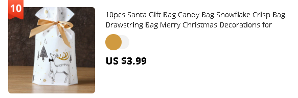 10pcs Santa Gift Bag Candy Bag Snowflake Crisp Bag Drawstring Bag Merry Christmas Decorations for Home New Year 2021 Presents
