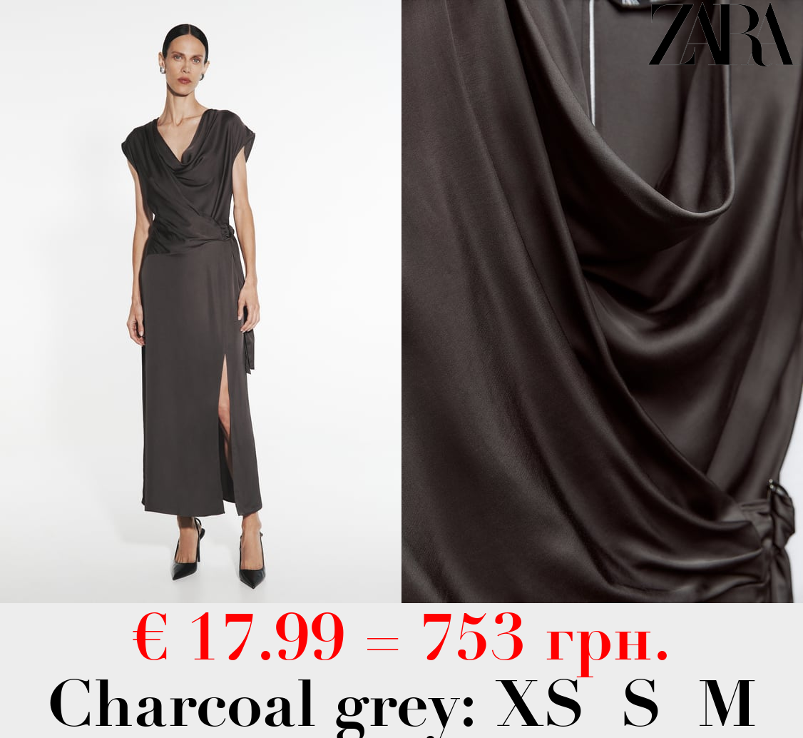 DRAPED SATIN DRESS