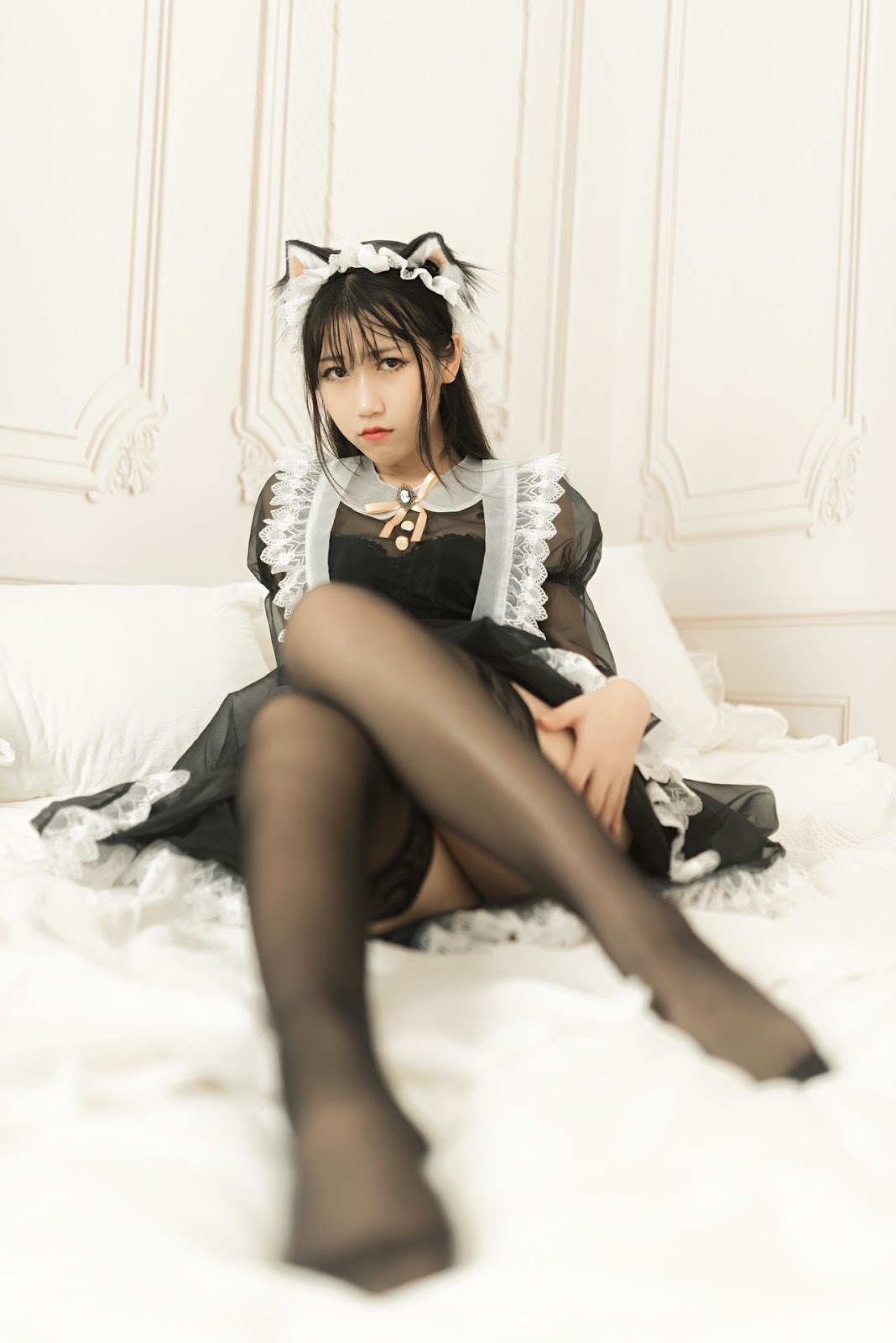 Cosplay 不呆猫 透明黑丝女仆 17