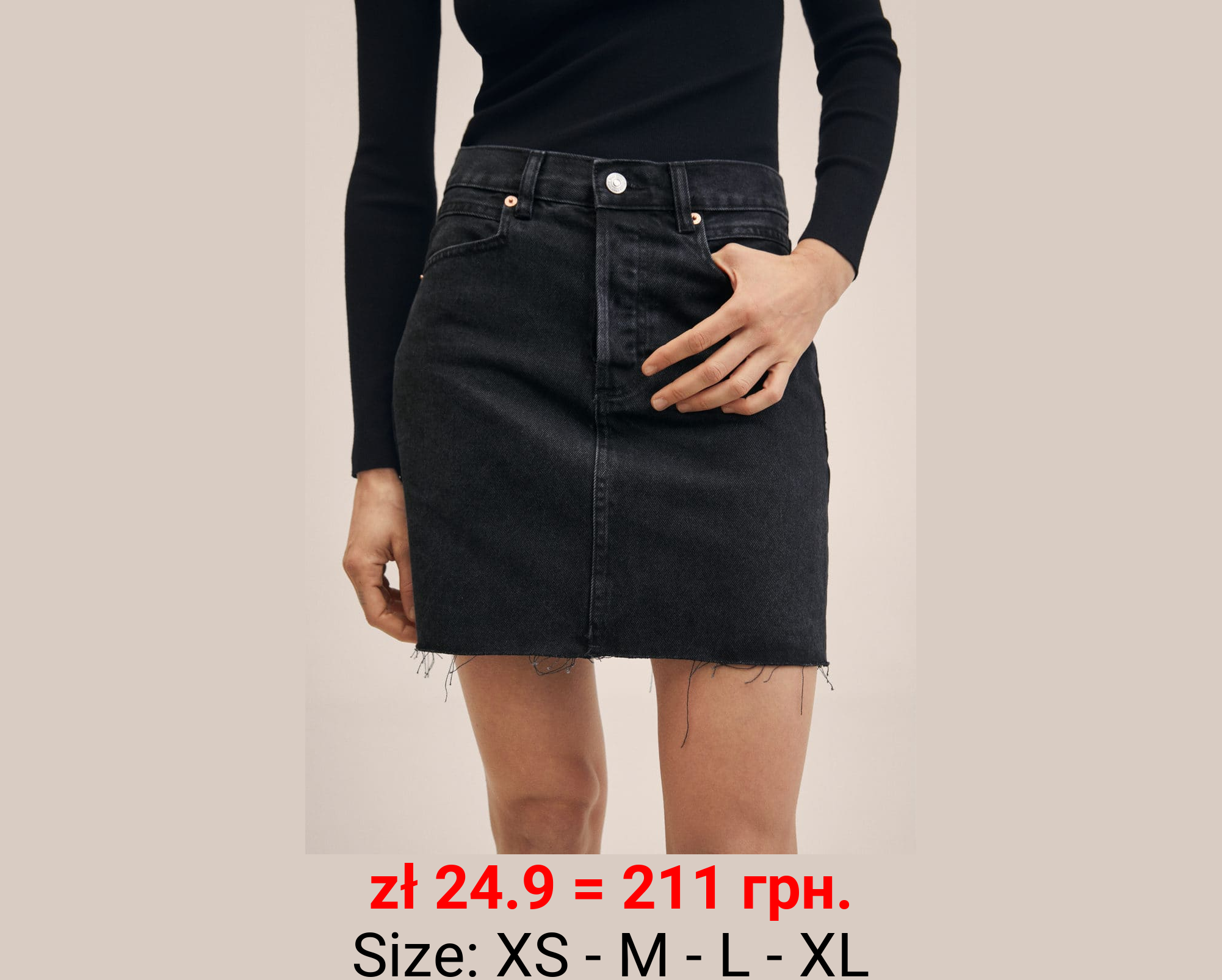 Minifalda vaquera bajo deshilachado