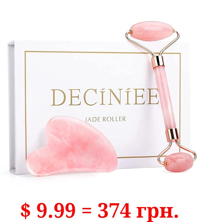 Deciniee Jade Roller and Gua Sha Set - Anti Aging Rose Quartz Face Massager for Eye, Neck - Natural Beauty Skin Care Tools Body Muscle Relaxing Relieve Wrinkles