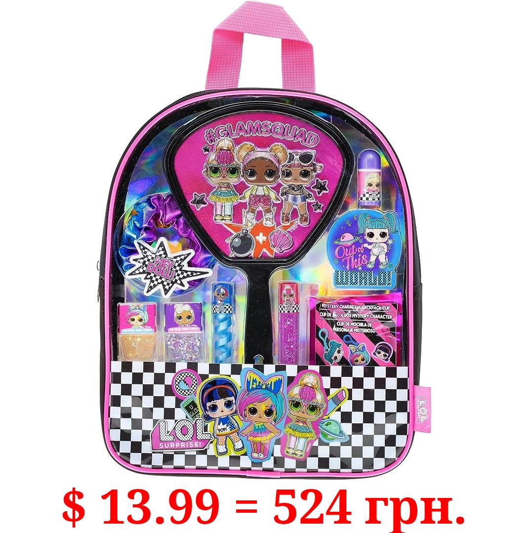 L.O.L. Surprise! Townley Girl Backpack Cosmetic Makeup Set 10 Pieces, Including Lip Gloss, Nail Polish, Scrunchy, Mirror and Surprise Keychain, Ages 5+ Perfect for Parties, Sleepovers and Makeovers