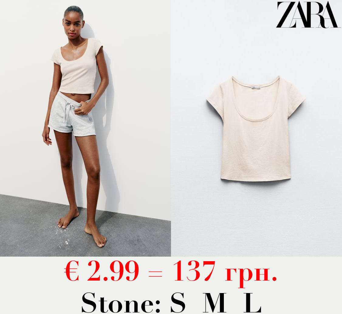 SLUB KNIT CROPPED T-SHIRT